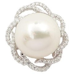 South Sea Pearl with Diamond 0.50 carat Pendant set in 18K White Gold Settings
