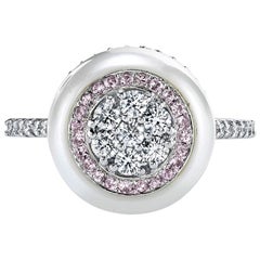 South Sea Pearl With Diamond and Pink Sapphire Inlay