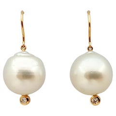 South Sea Pearl with Diamond Earrings Set in 18 Karat Rose Gold Settings