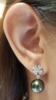 South Sea Pearl with Diamond Earrings Set in 18 Karat White Gold Settings
