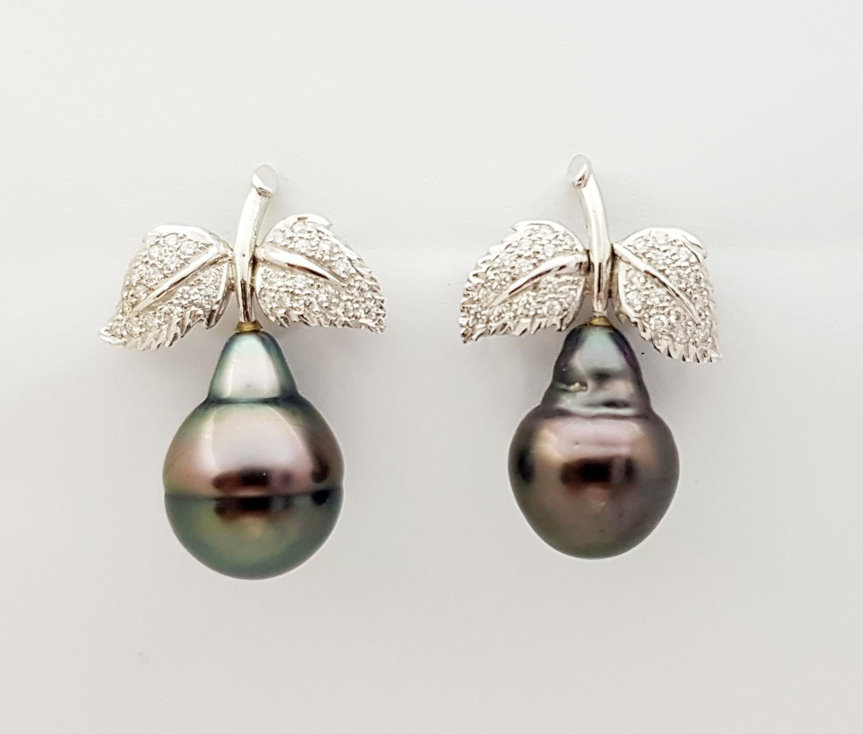 Contemporary South Sea Pearl with Diamond Earrings Set in 18 Karat White Gold Settings For Sale