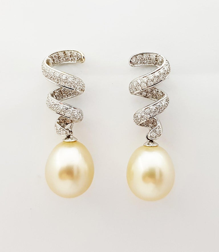 South Sea Pearl with Diamond Earrings Set in 18 Karat White Gold ...