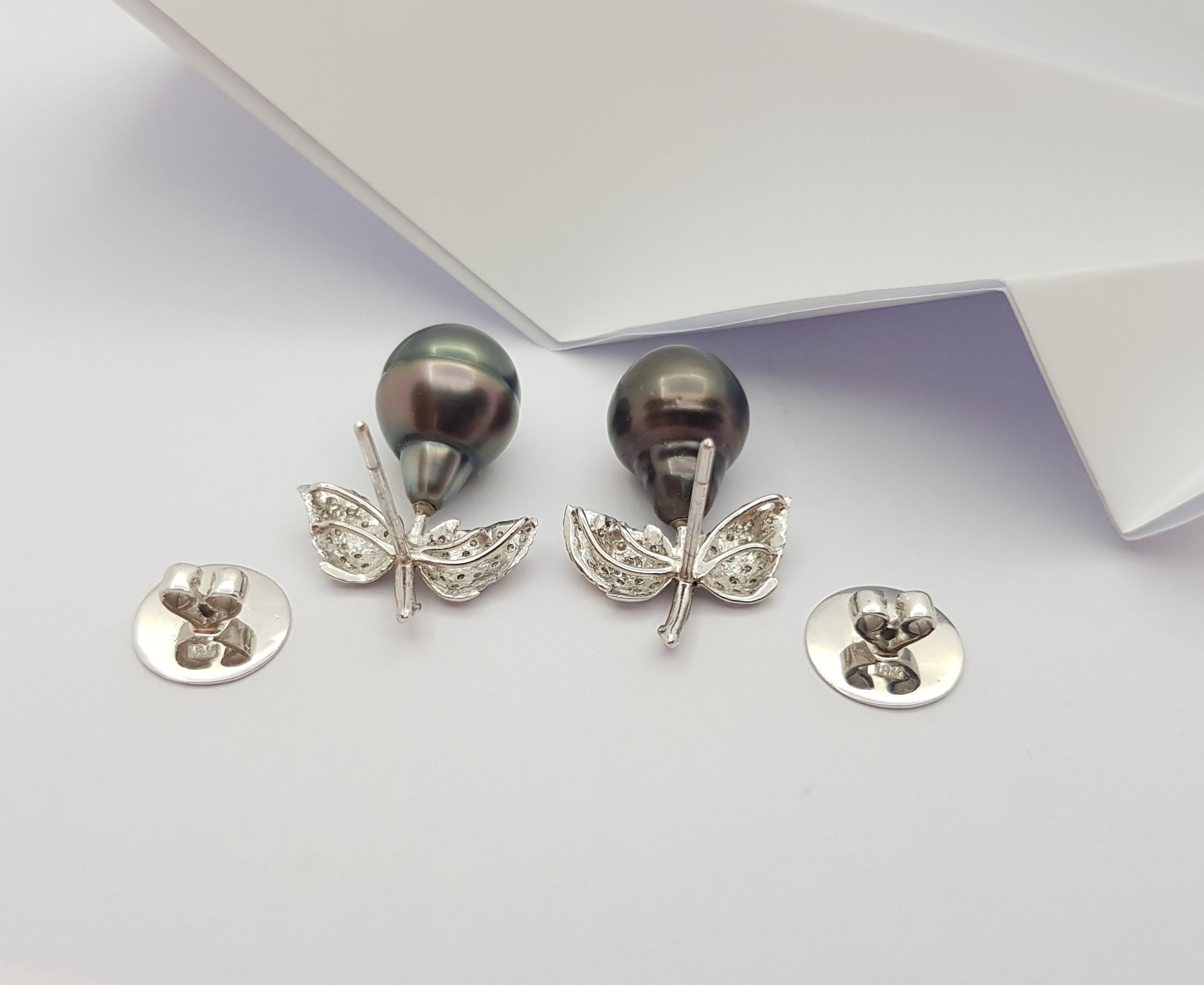 South Sea Pearl with Diamond Earrings Set in 18 Karat White Gold Settings For Sale 1