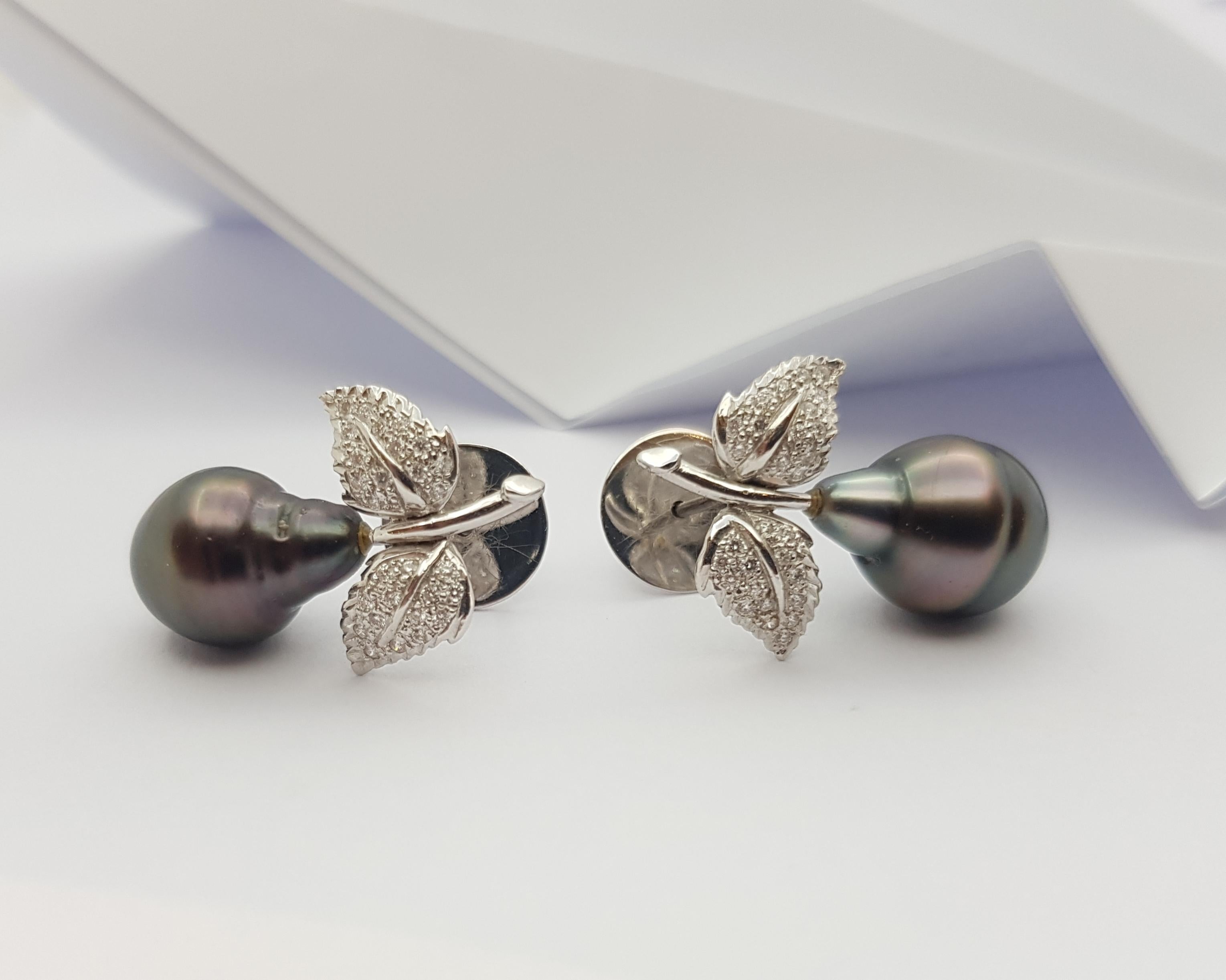 South Sea Pearl with Diamond Earrings Set in 18 Karat White Gold Settings For Sale 2