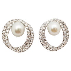 South Sea Pearl with Diamond Earrings Set in 18 Karat White Gold Settings
