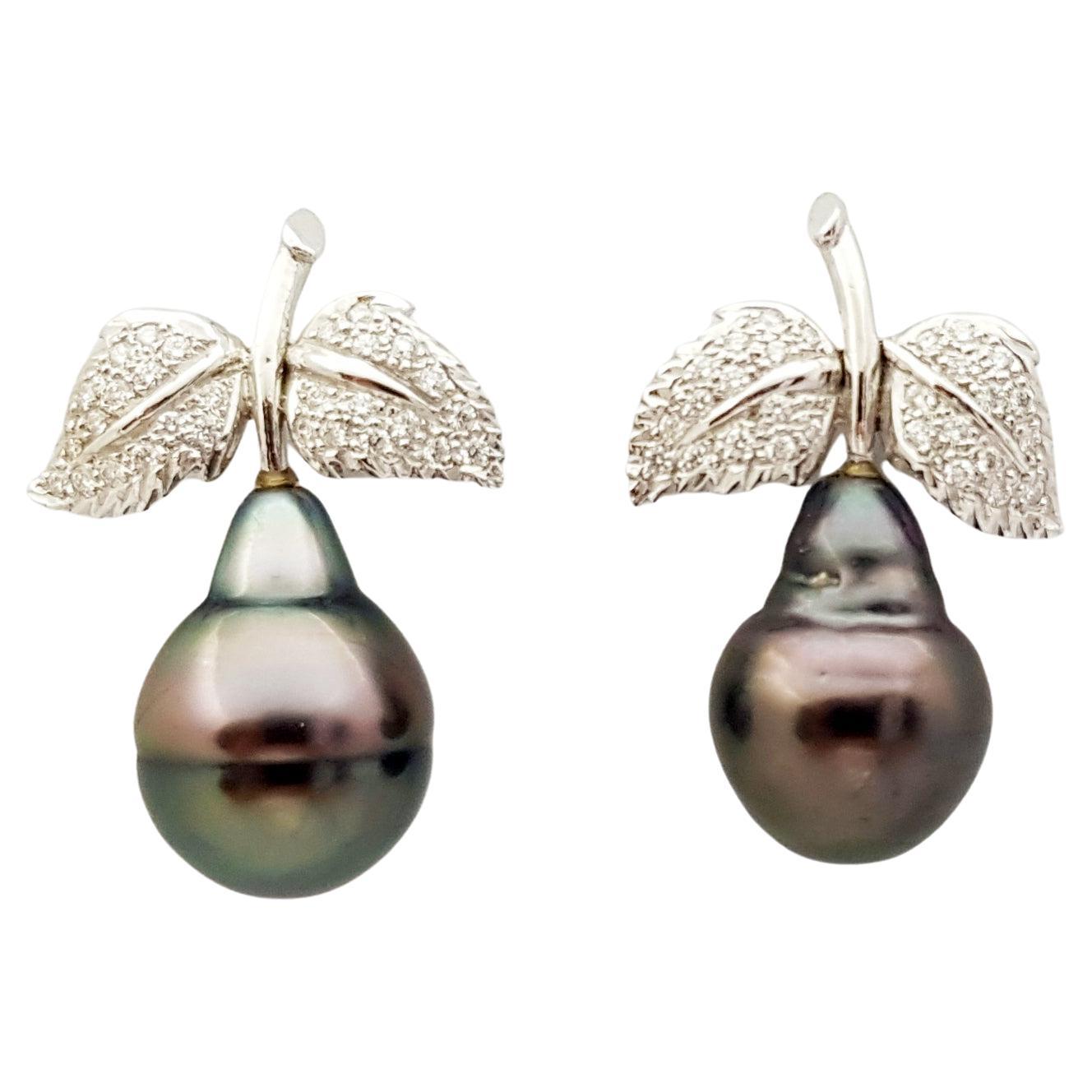 South Sea Pearl with Diamond Earrings Set in 18 Karat White Gold Settings