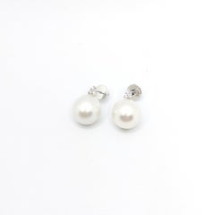 South Sea Pearl with Diamond Earrings set in 18K White Gold Settings