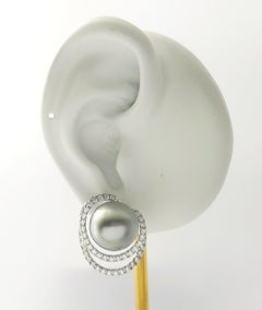 South Sea Pearl with Diamond Earrings set in 18K White Gold Settings