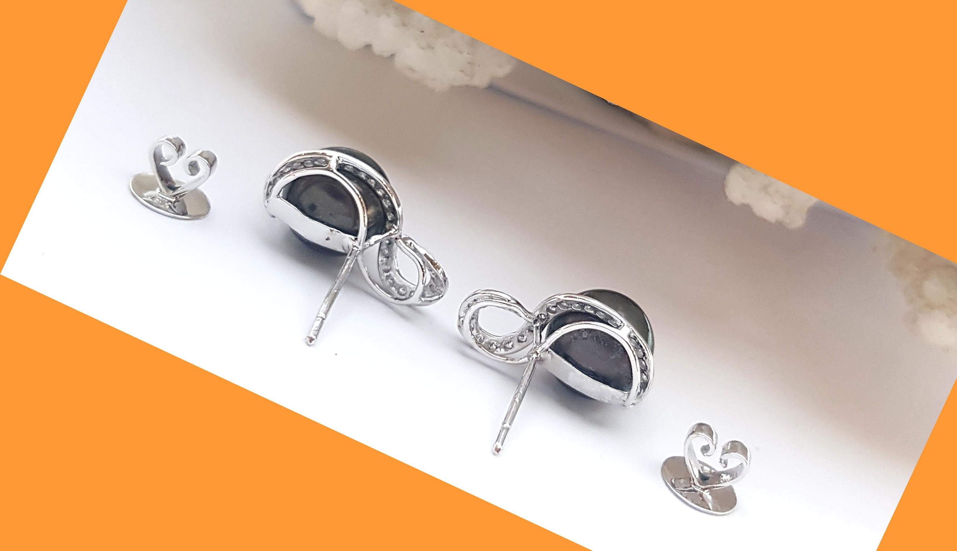 South Sea Pearl with Diamond Earrings set in 18K White Gold Settings For Sale 2
