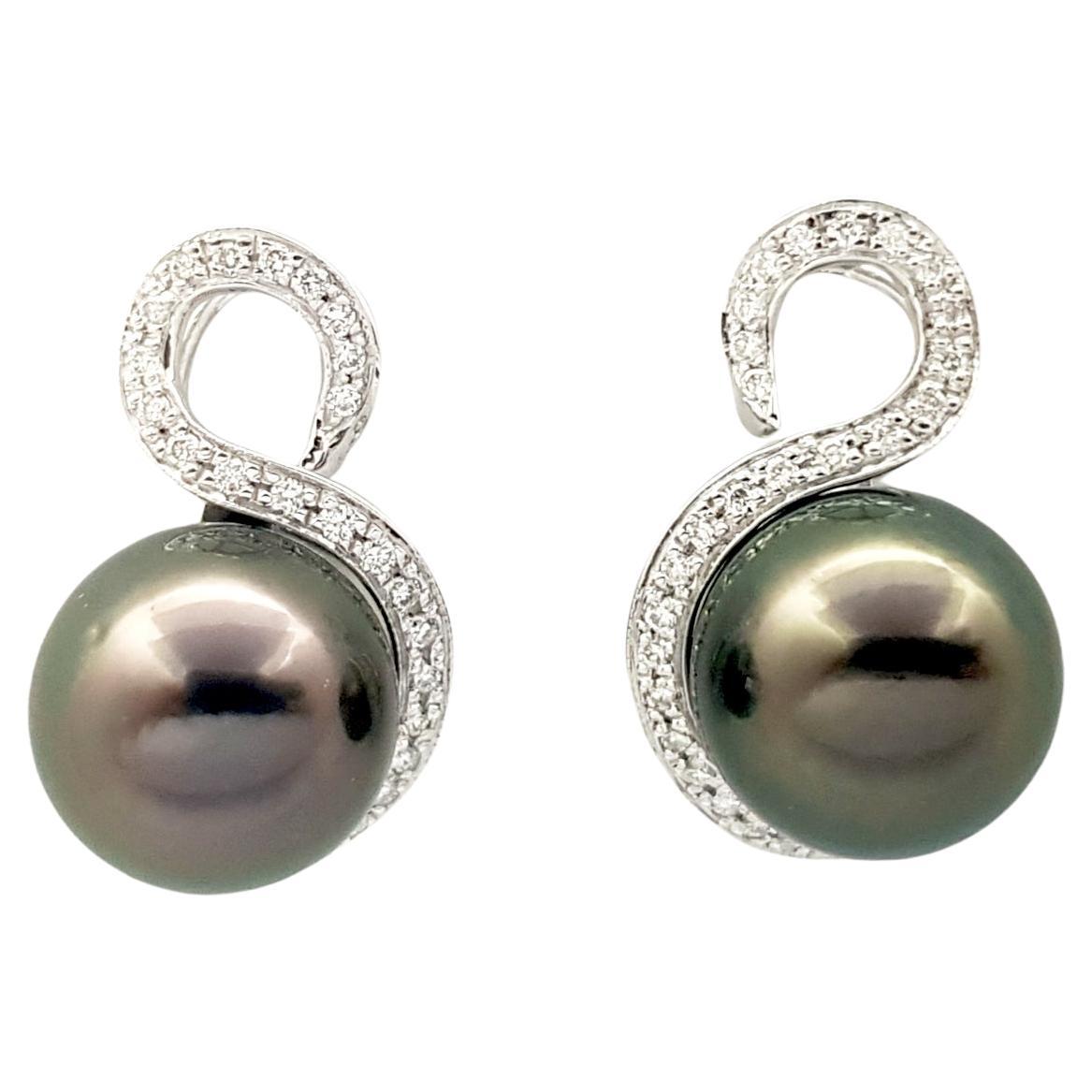 South Sea Pearl with Diamond Earrings set in 18K White Gold Settings