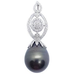 South Sea Pearl with Diamond Pendant set in 18 Karat White Gold Settings