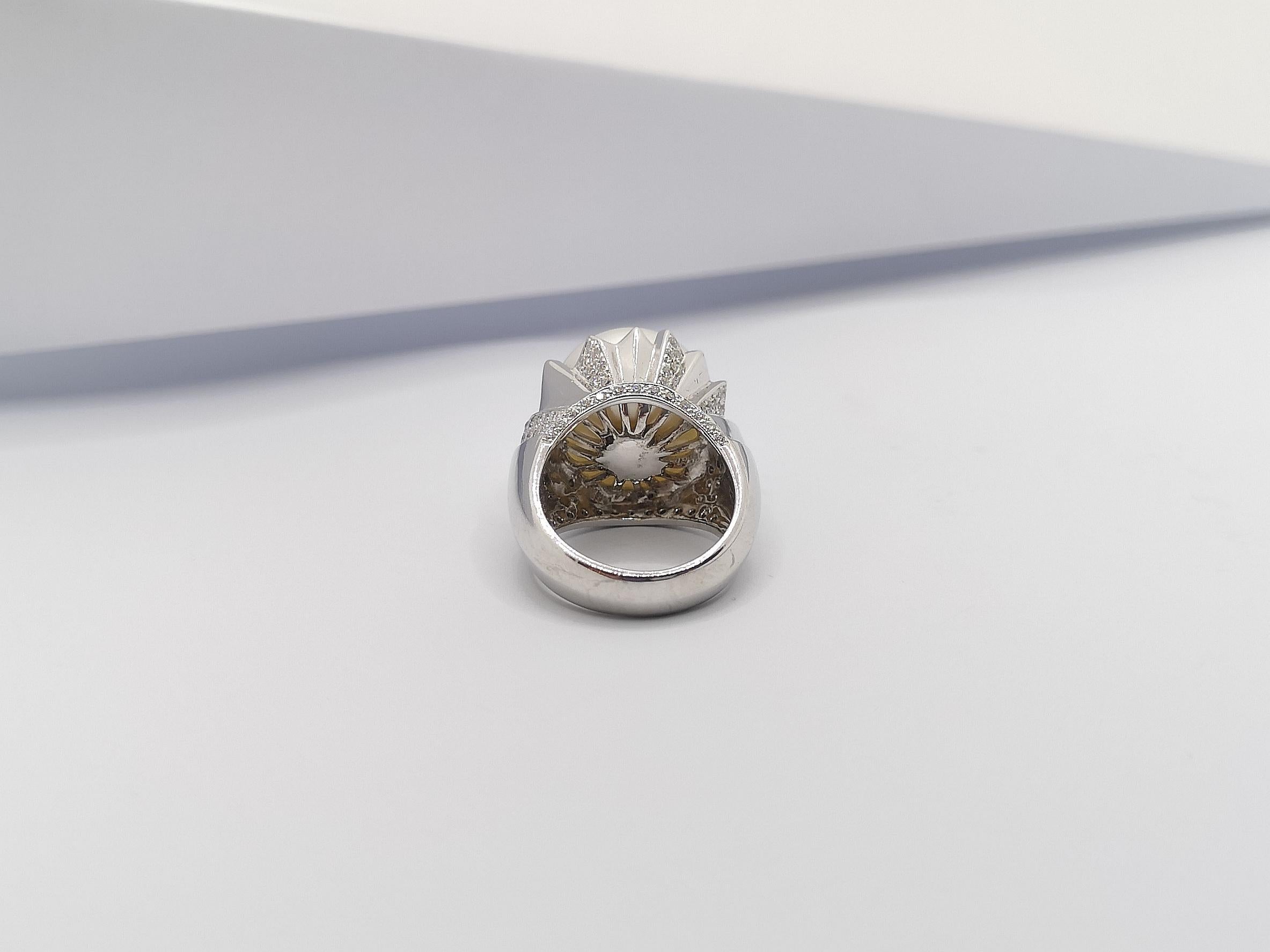 South Sea Pearl with Diamond Ring Set in 18 Karat White Gold Settings For Sale 10