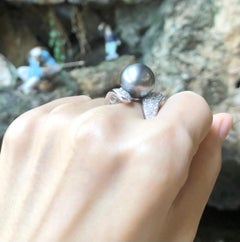 South Sea Pearl with Diamond Ring Set in 18 Karat White Gold Settings