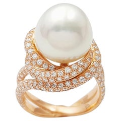 South Sea Pearl with Diamond Ring set in 18K Rose Gold Settings