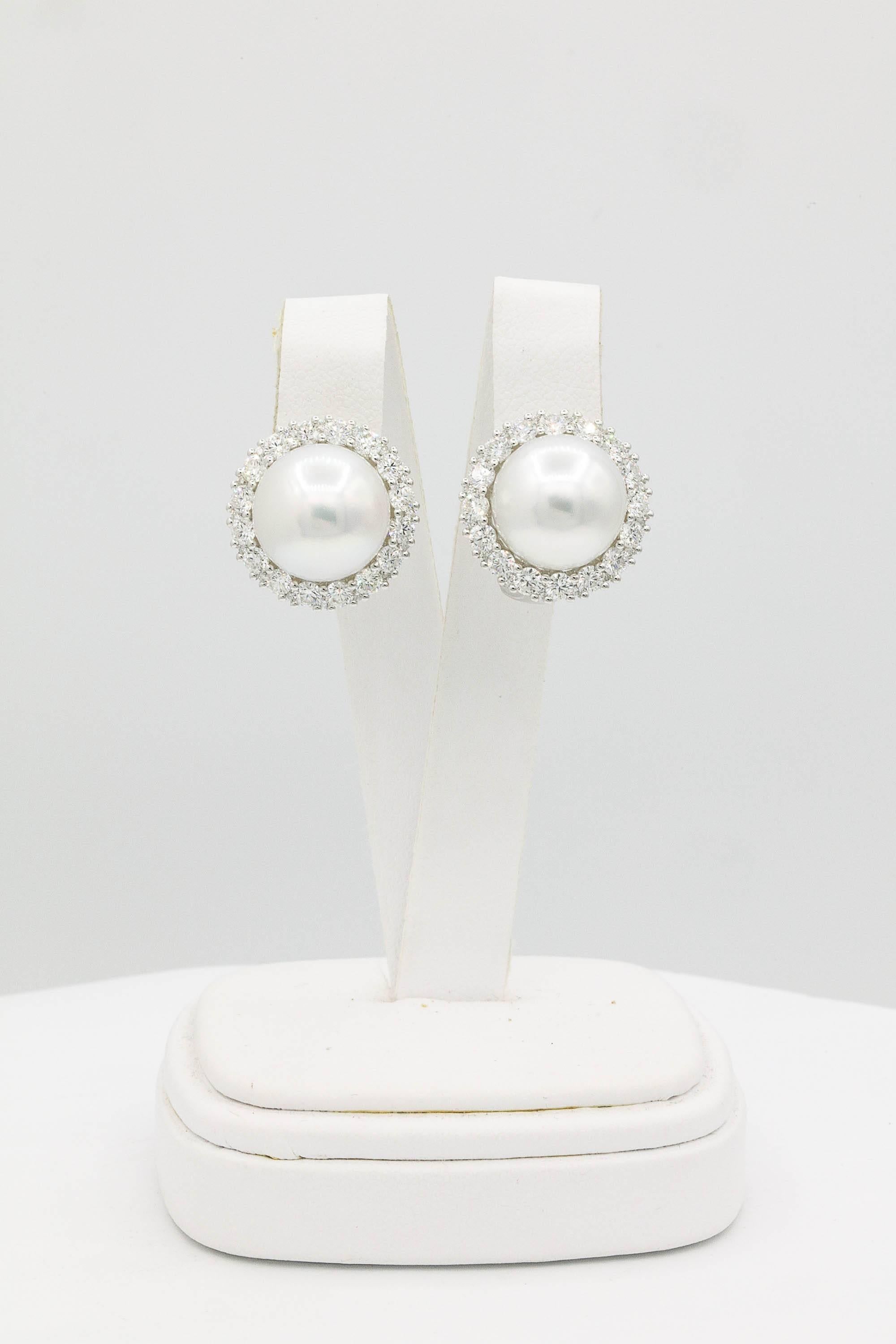pearl diamond earrings