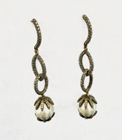 South Sea Pearl with Pave Diamonds Earrings