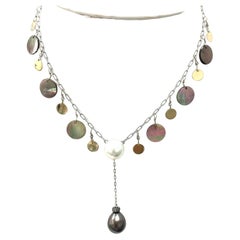 Südseeperlen-Halskette mit Tahiti- und Perlmutt und Perlmutt