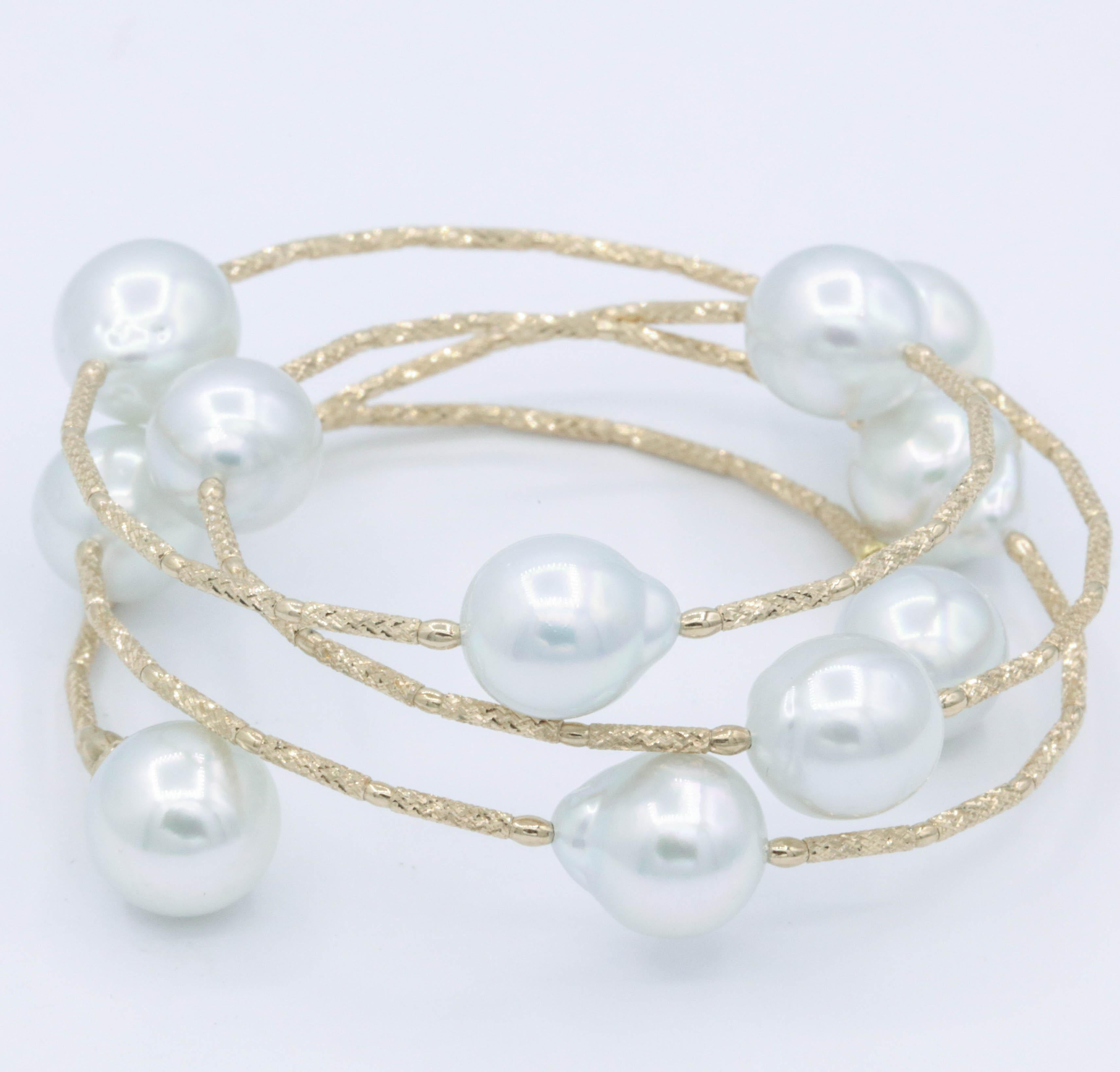 Contemporary South Sea Pearl Wrap Around Flexible Bracelet