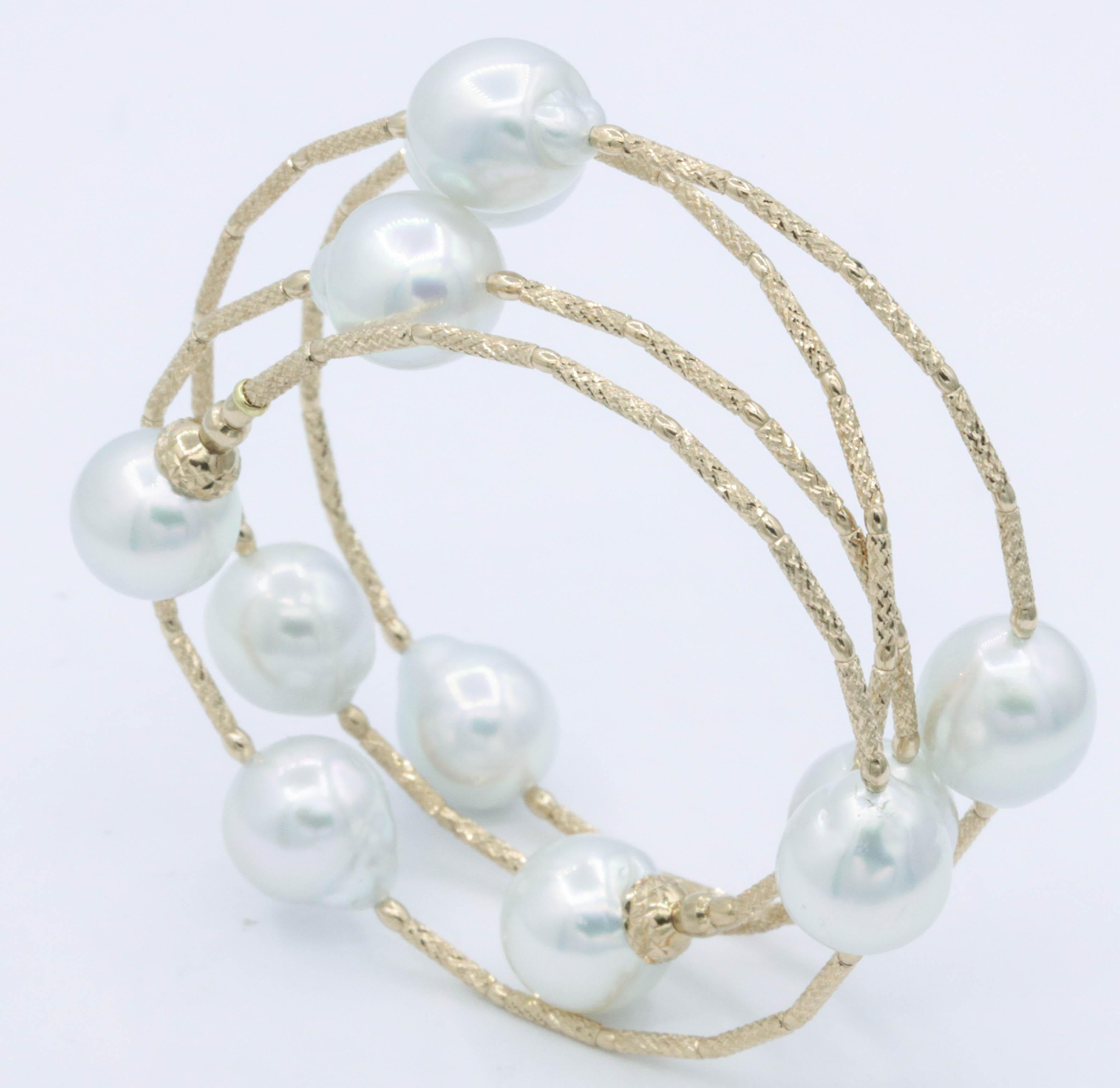 South Sea Pearl Wrap Around Flexible Bracelet In New Condition In New York, NY