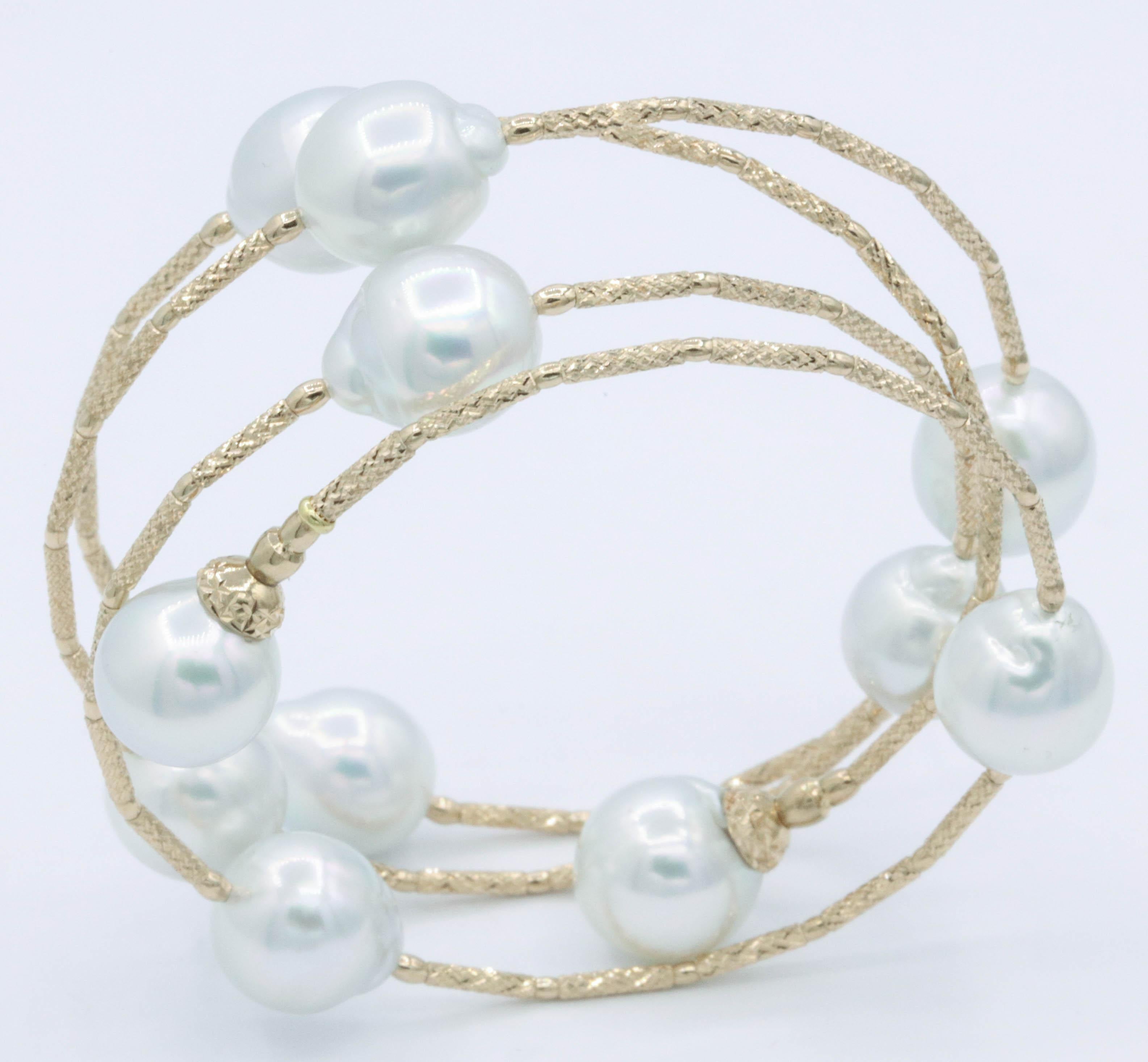 Women's South Sea Pearl Wrap Around Flexible Bracelet