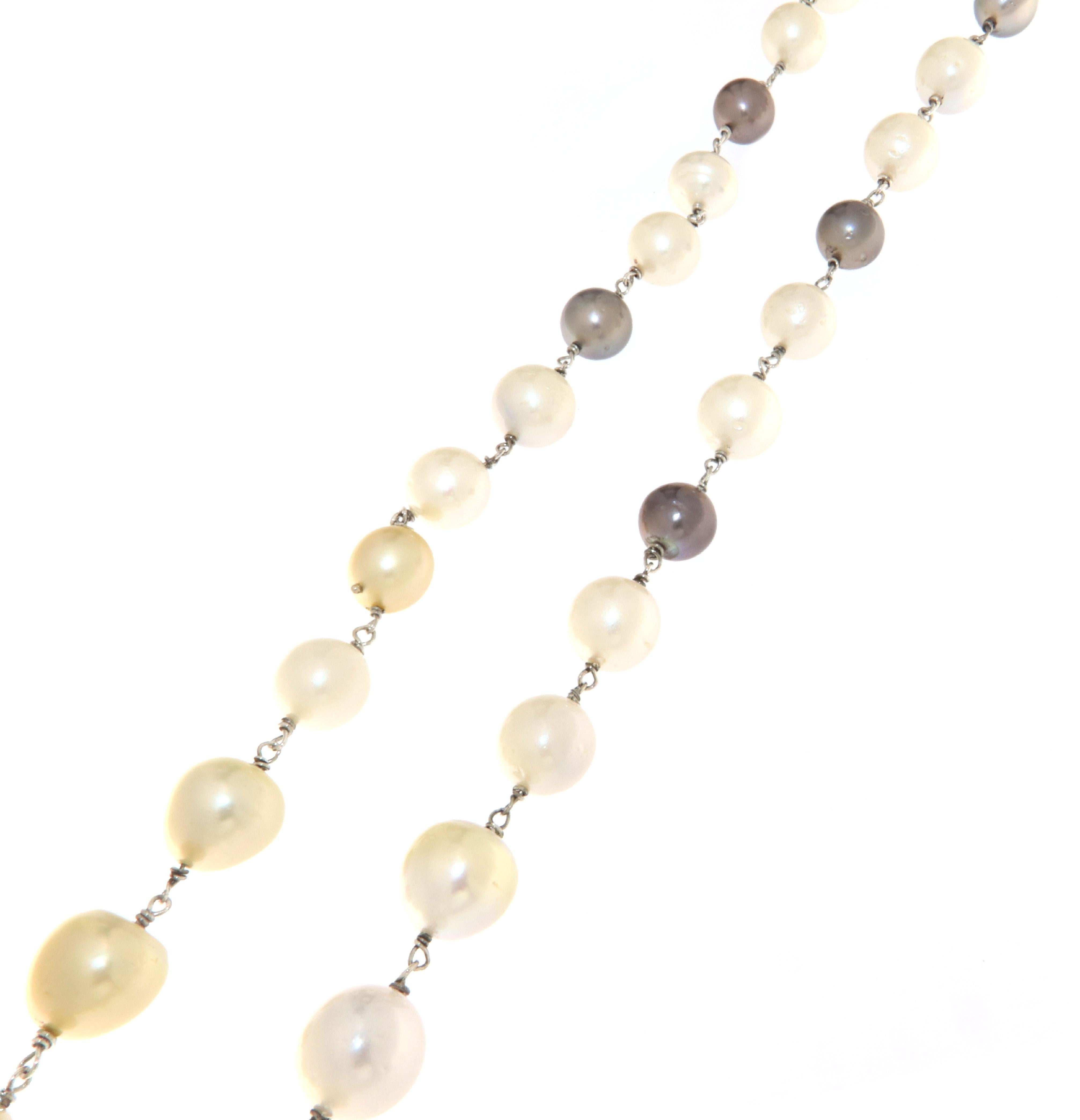 Artisan South Sea Pearls 14 Karat Yellow Gold Necklace For Sale