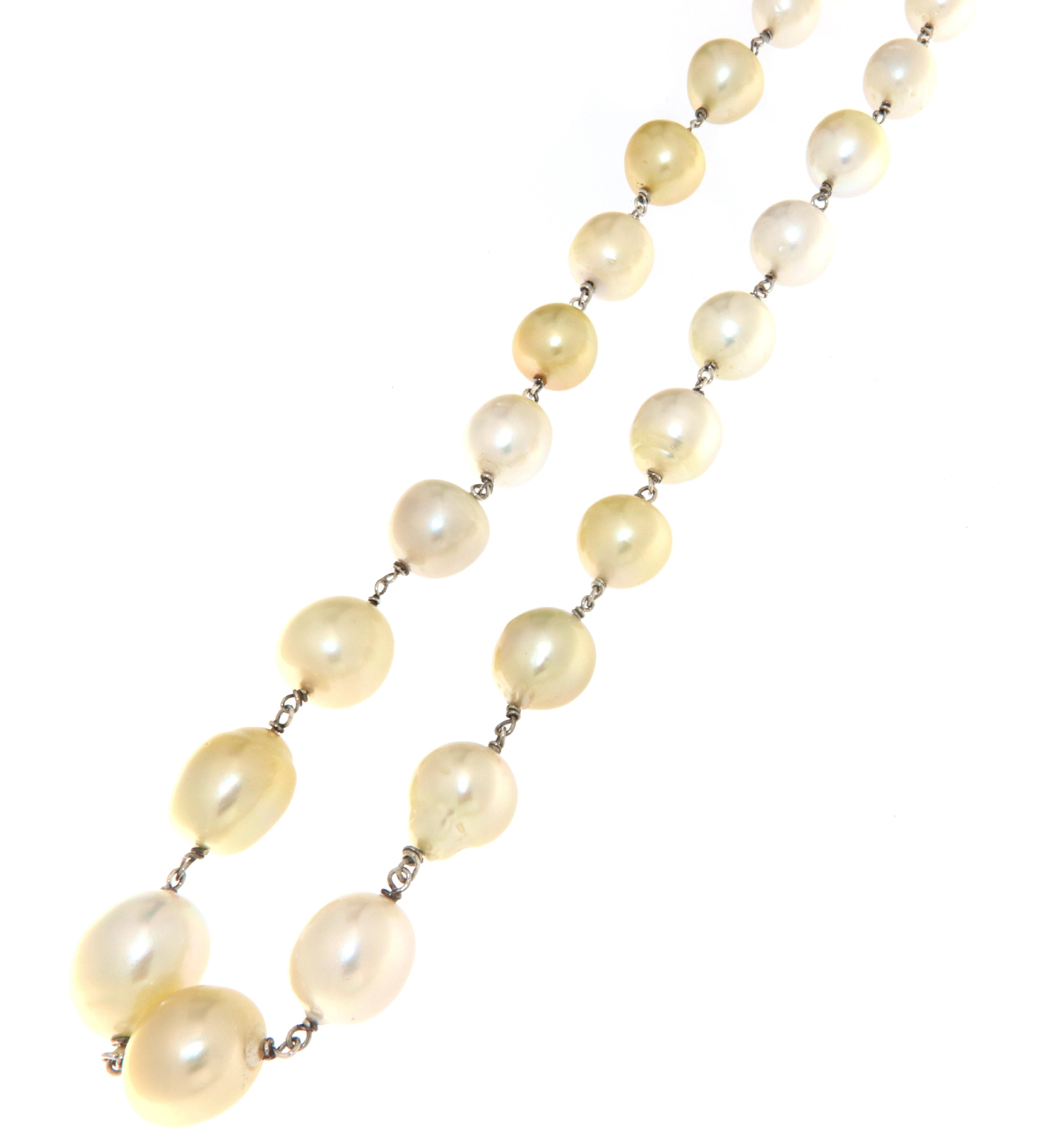 South Sea Pearls 14 Karat Yellow Gold Necklace For Sale 2