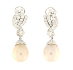 Südseeperlen 18 Karat Weißgold Diamanten-Tropfen-Ohrringe