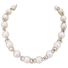 South Sea Pearls and 11.17 Carat Diamond Necklace