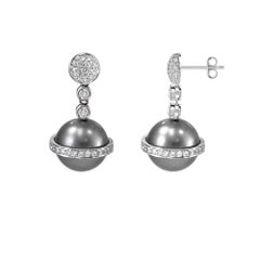 South Sea Pearls and Diamond Drop Earrings 18 Karat White Gold