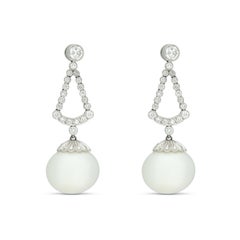 South sea pearls and diamonds earrings in platinum