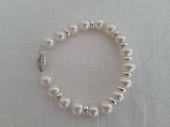 South Sea Pearls Bracelet, White Color, High Luster, AAA