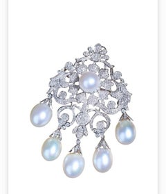 Südseeperlen & Diamanten 14K Gold Brosche/Anhänger