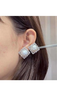 South Sea Pearls & Diamonds 14k Gold Earrings