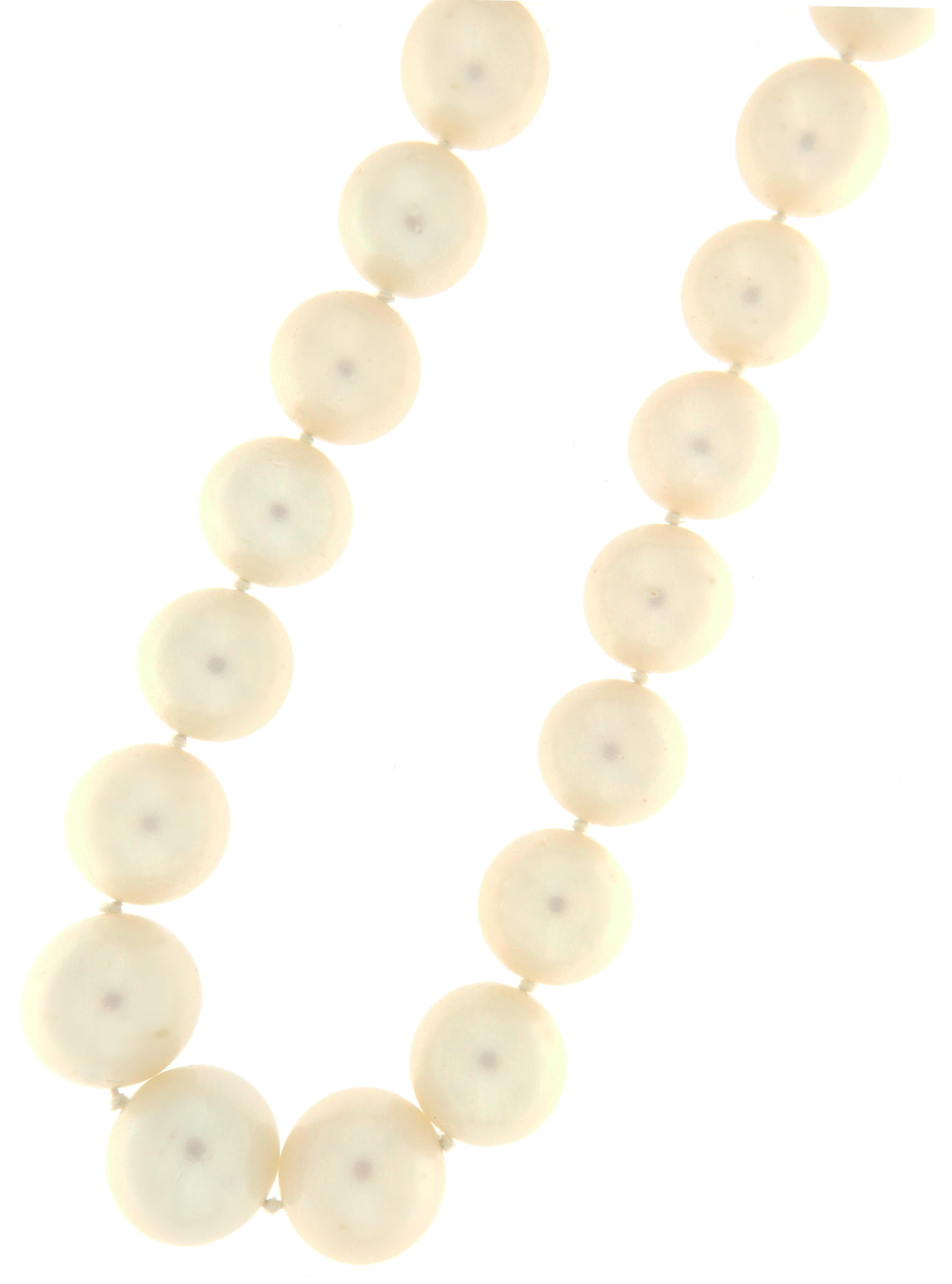 Women's South Sea Pearls Diamonds 18 Karat White Gold Strand Rope Necklace For Sale