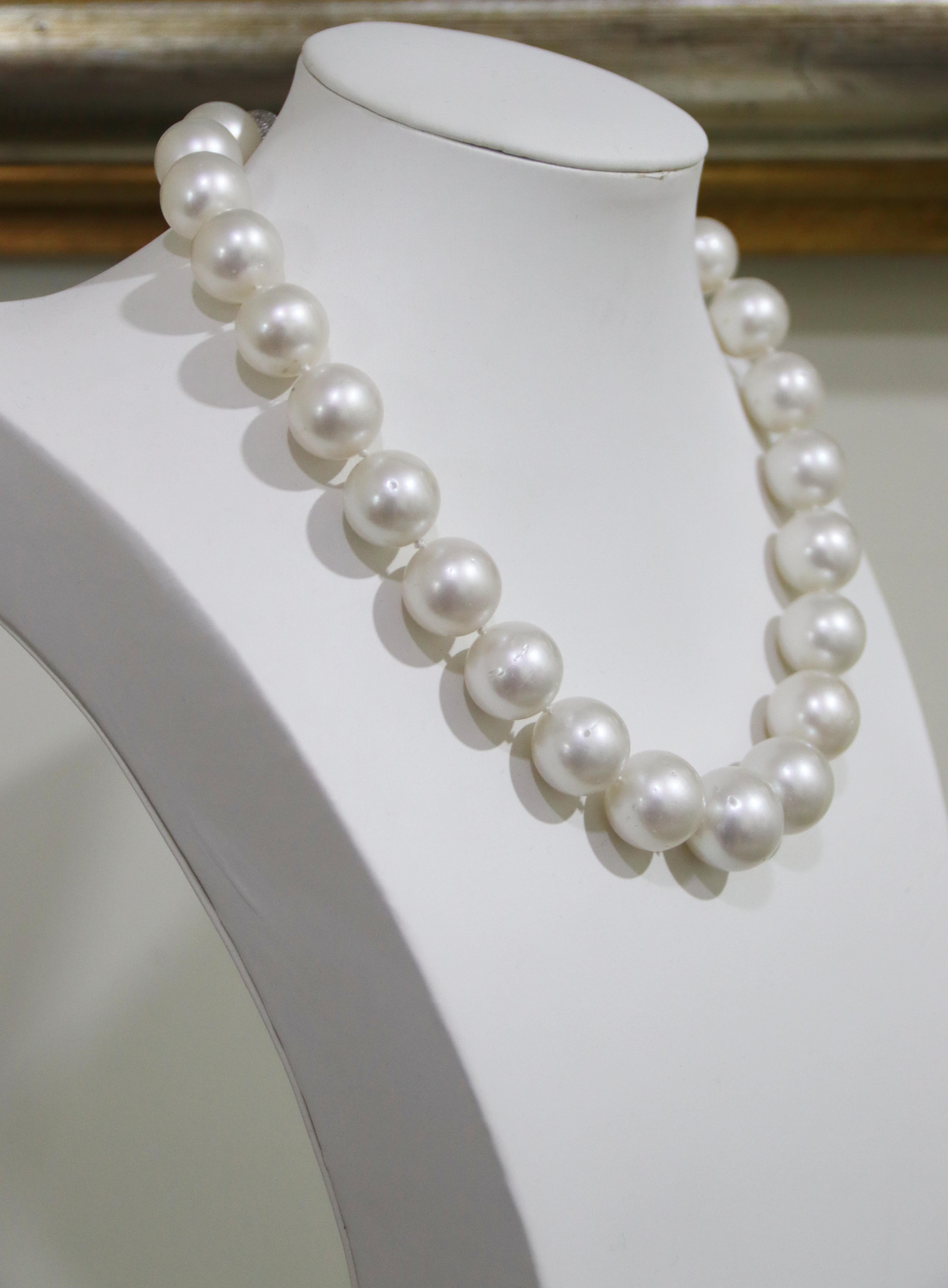 Perle dei Mari del Sud Diamanti Collana in corda d'oro bianco 18 carati in vendita 3