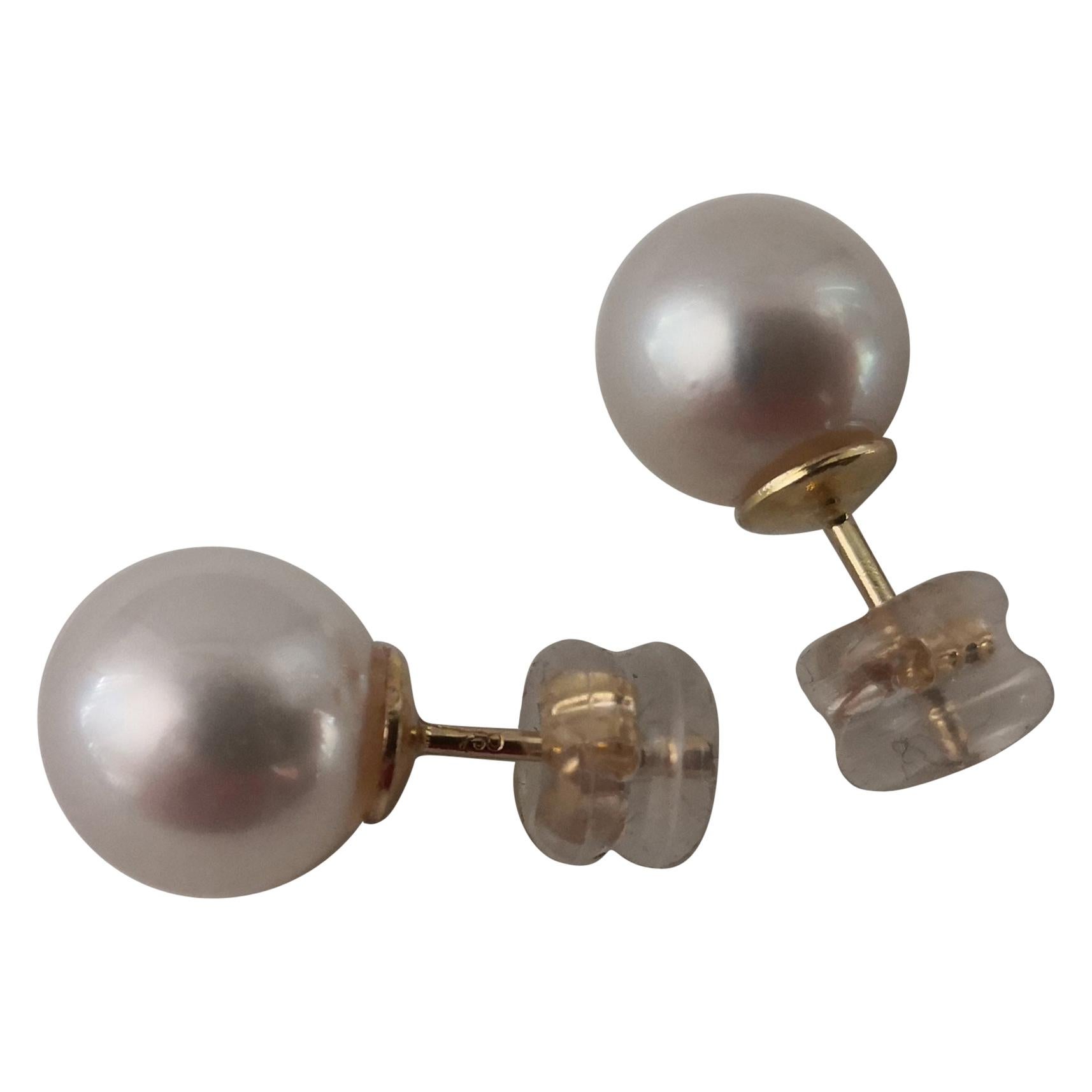 South Sea Pearls Earrings, Natural Color and Orient, 18 Karat Gold For Sale