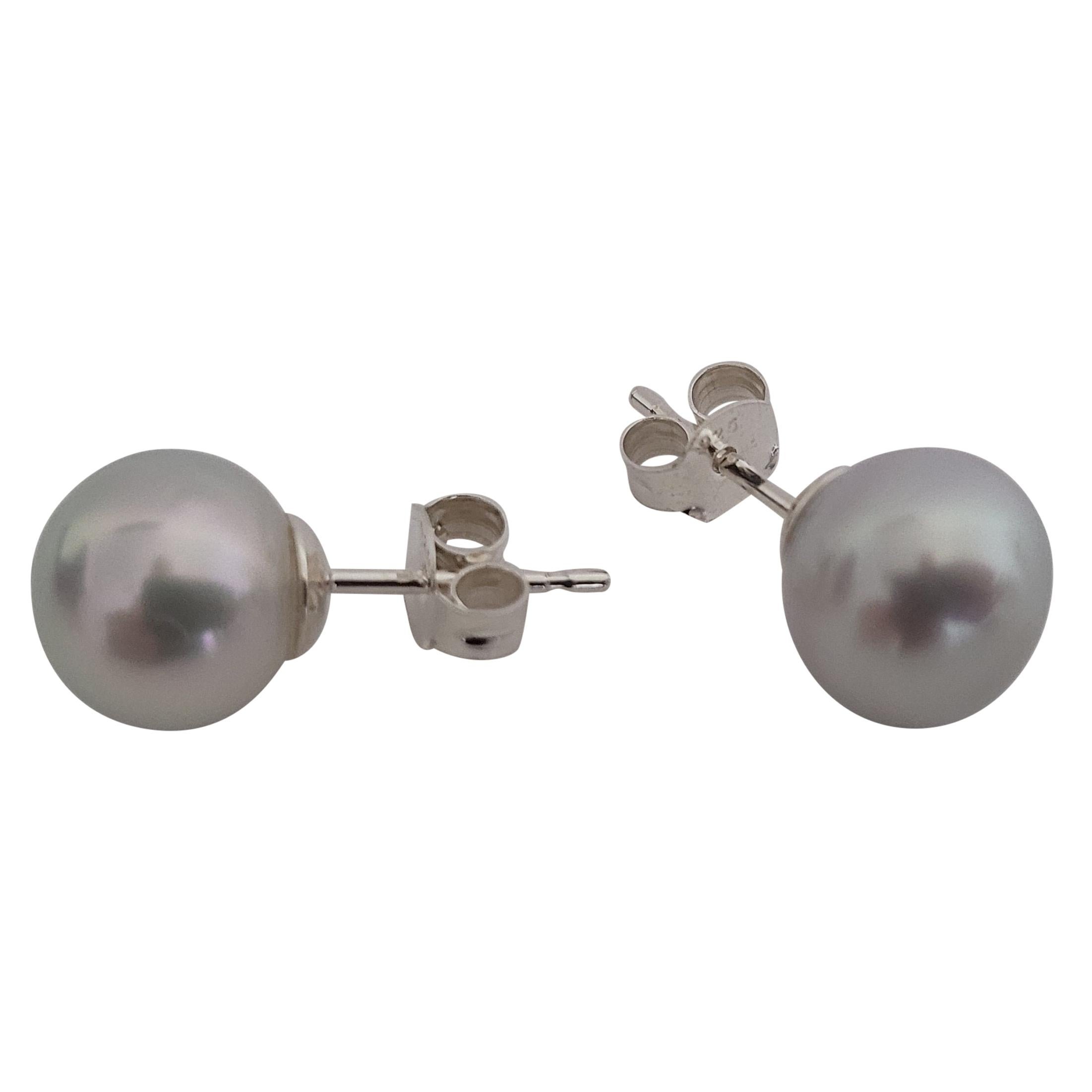 South Sea Pearls Earrings, White Silver Natural Color, High Luster For Sale