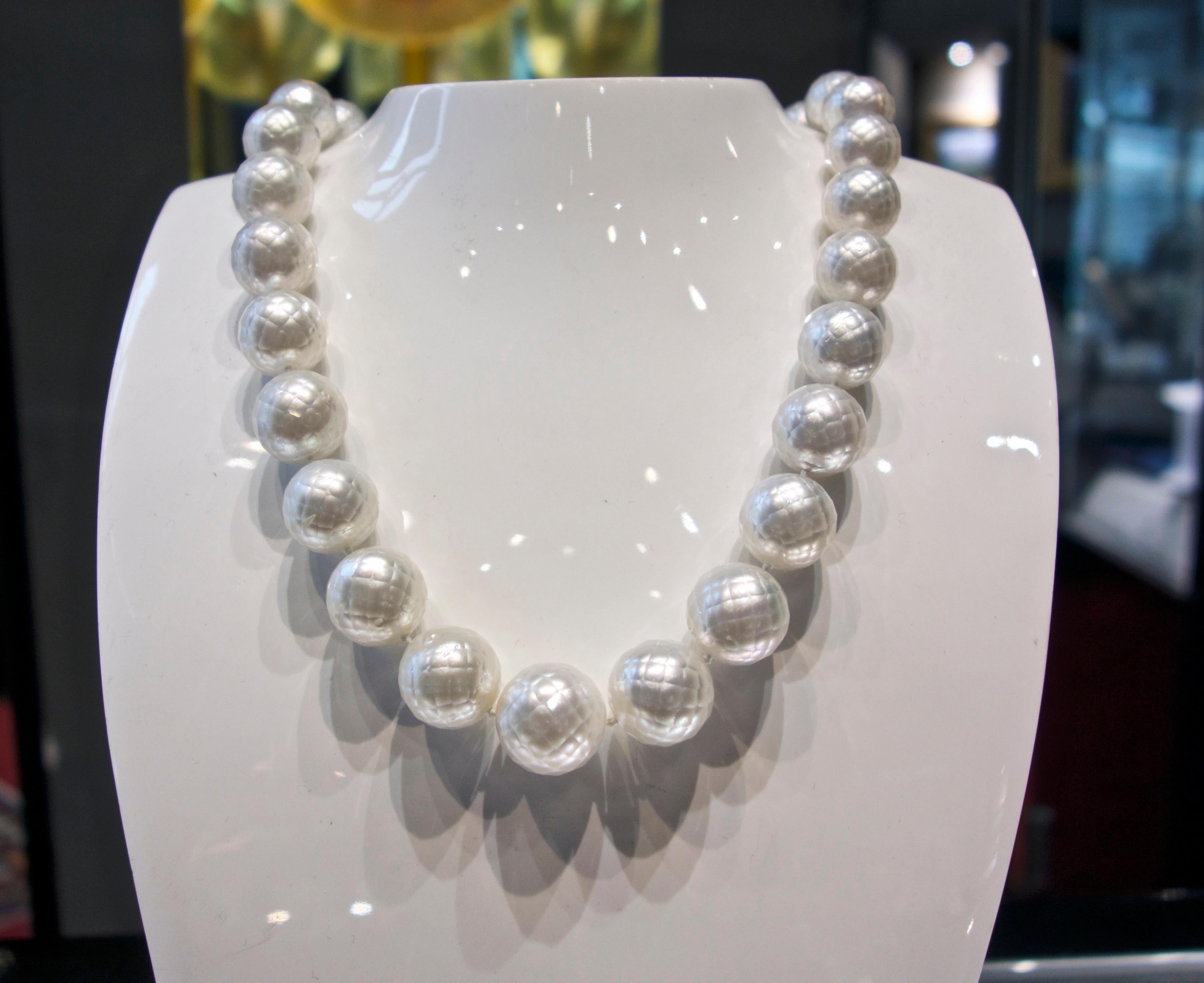 South Sea Pearls facetted and Distinctive with a Diamond Clasp   1