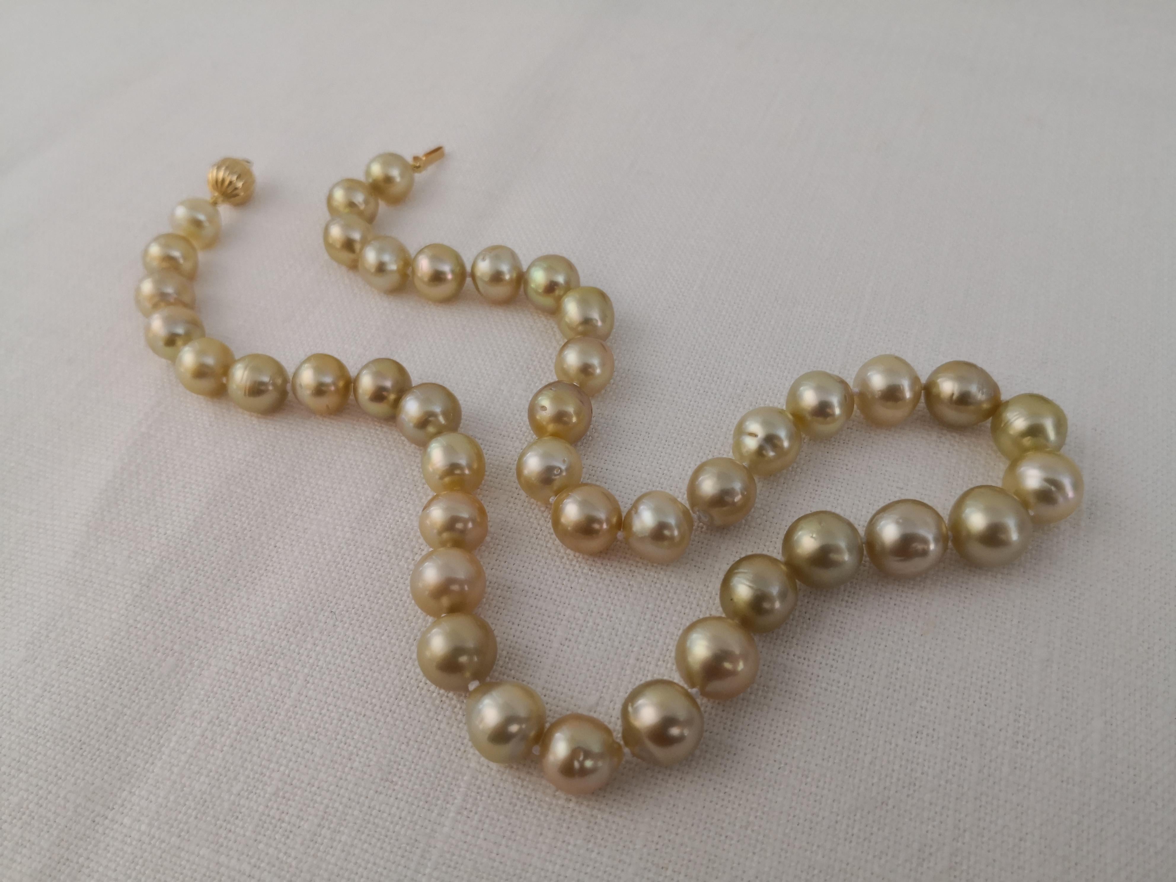 South Sea Pearls Natural Color, 18 Karat Gold In New Condition In Cordoba, ES