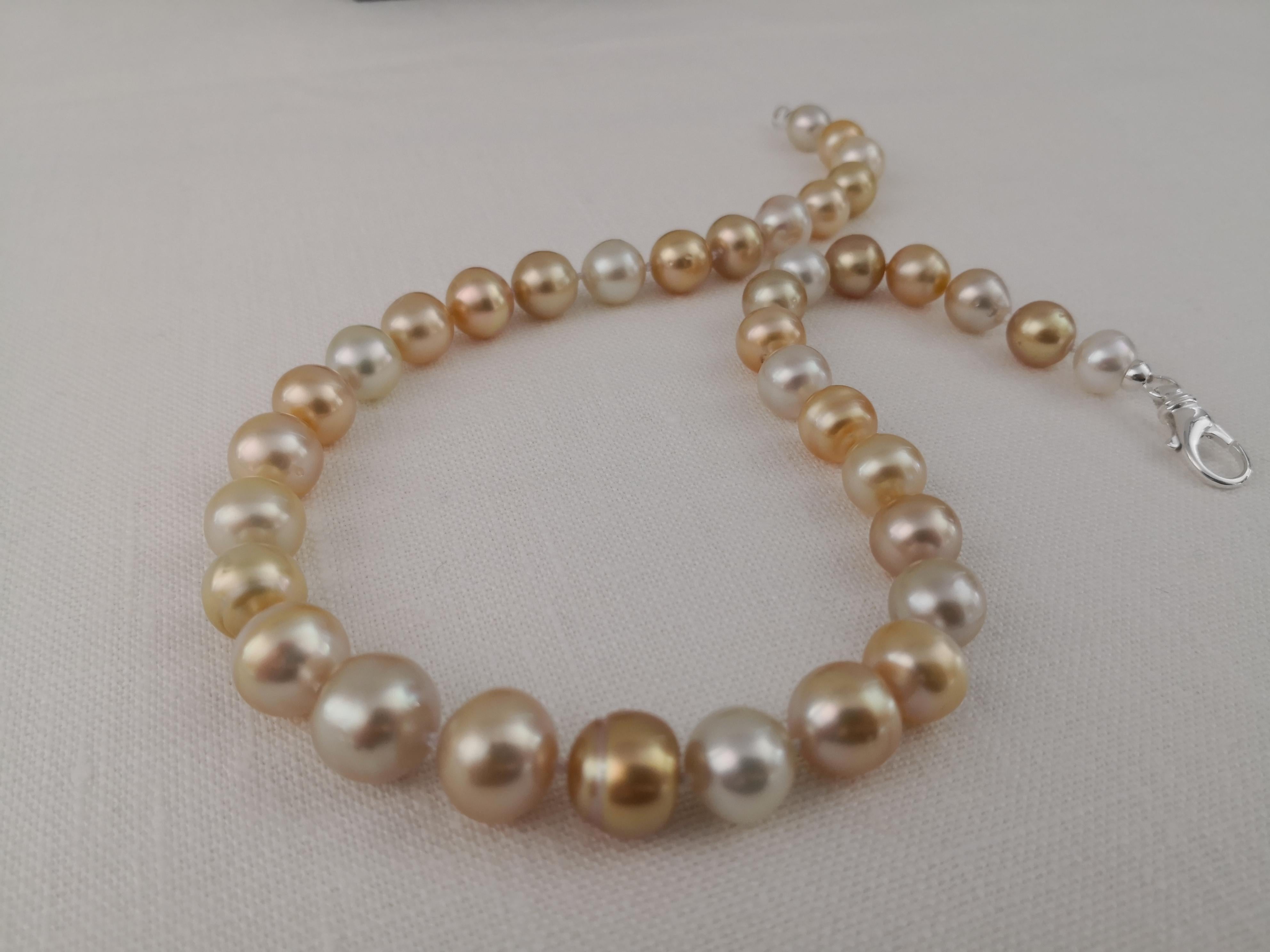 Contemporary South Sea Pearls Natural Color, 18 Karat Gold For Sale