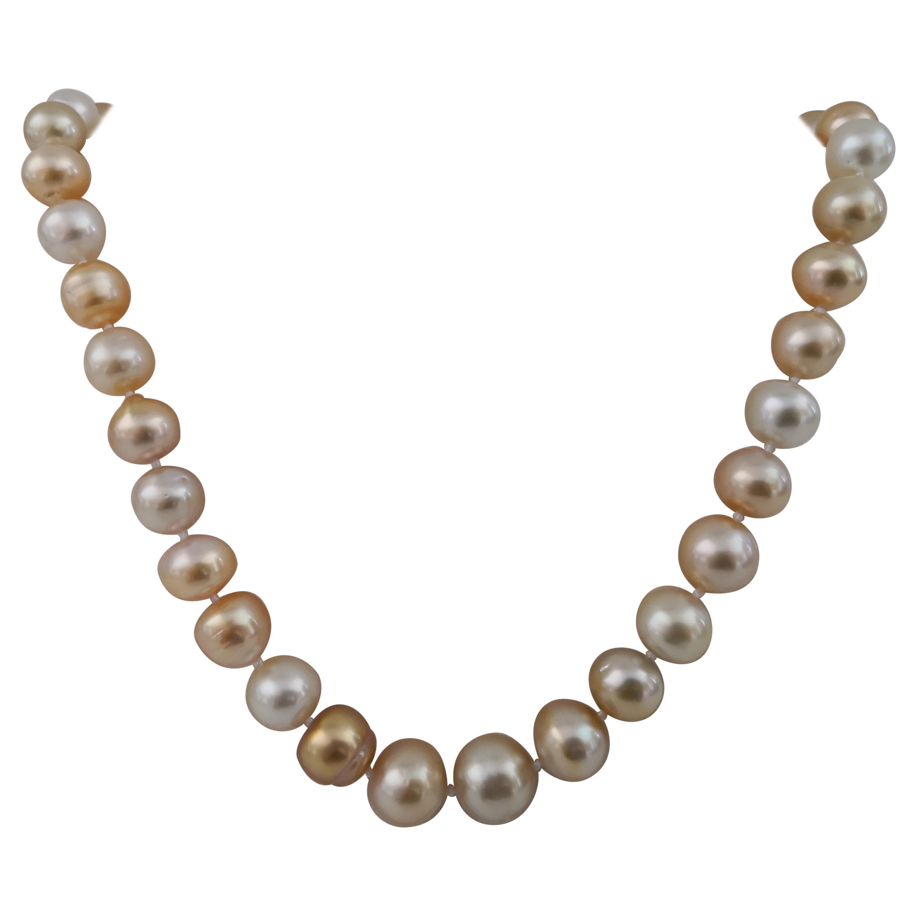 South Sea Pearls Natural Color, 18 Karat Gold For Sale