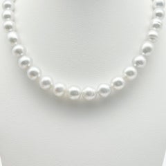 South Sea Pearls Necklace, Silver Color, High Luster, 18 Karats Gold