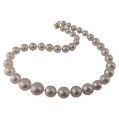 South Sea Pearls Necklace, Round, White Color, 18 Karat Gold