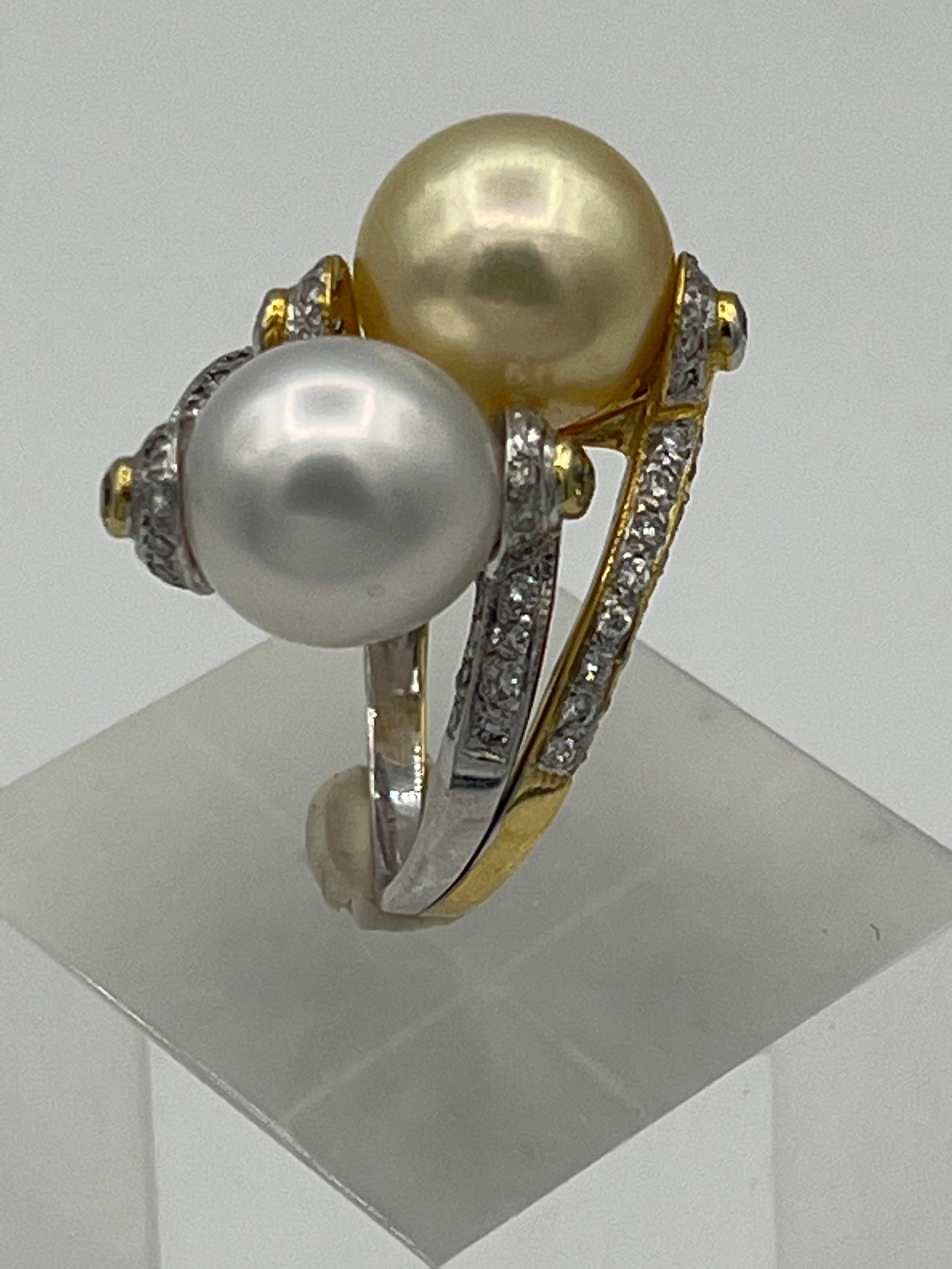 South Sea Pearls Ring Diamond 18 K In New Condition In Bad Kissingen, DE