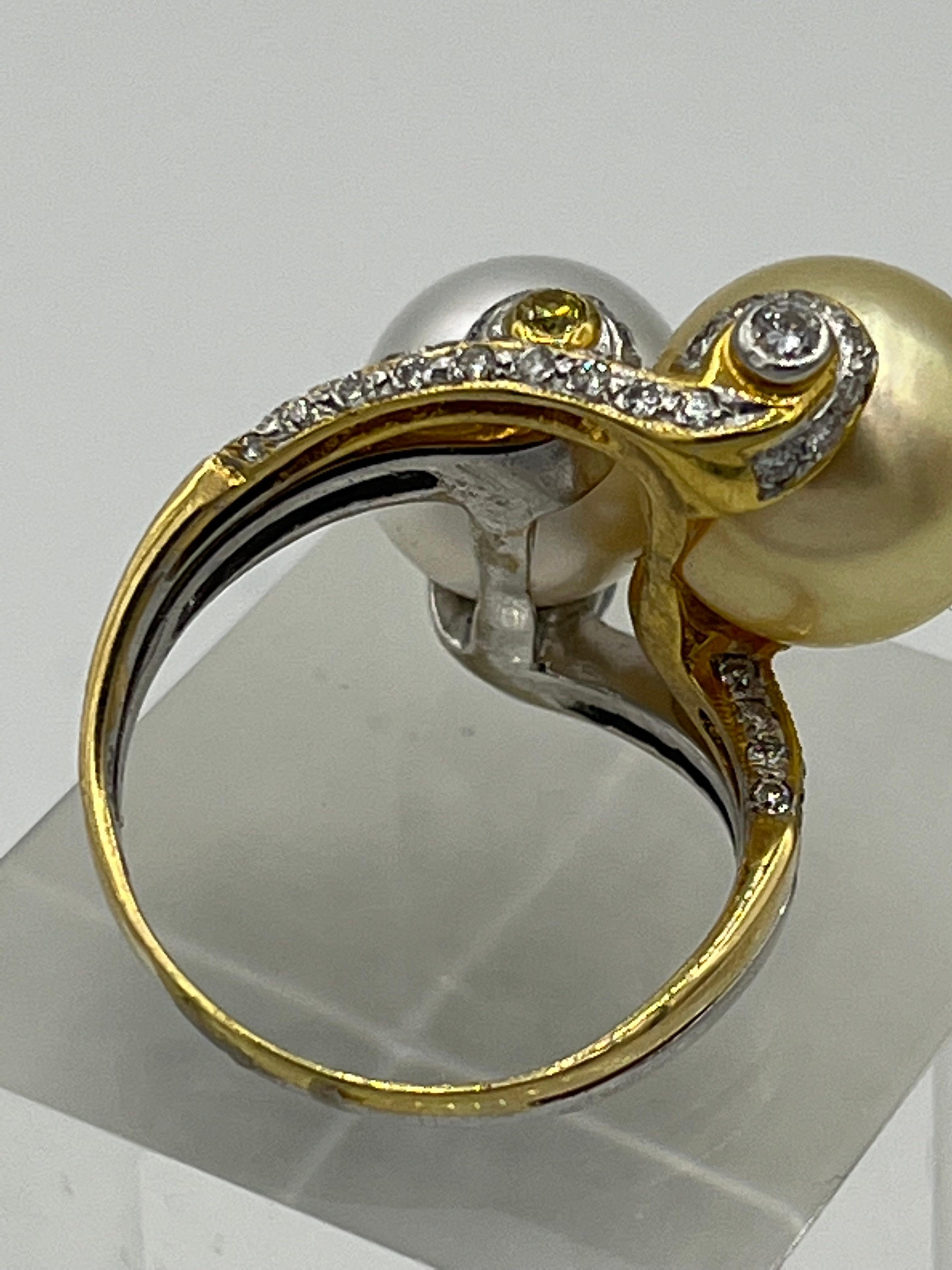 Women's South Sea Pearls Ring Diamond 18 K