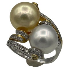 South Sea Pearls Ring Diamond 18 K