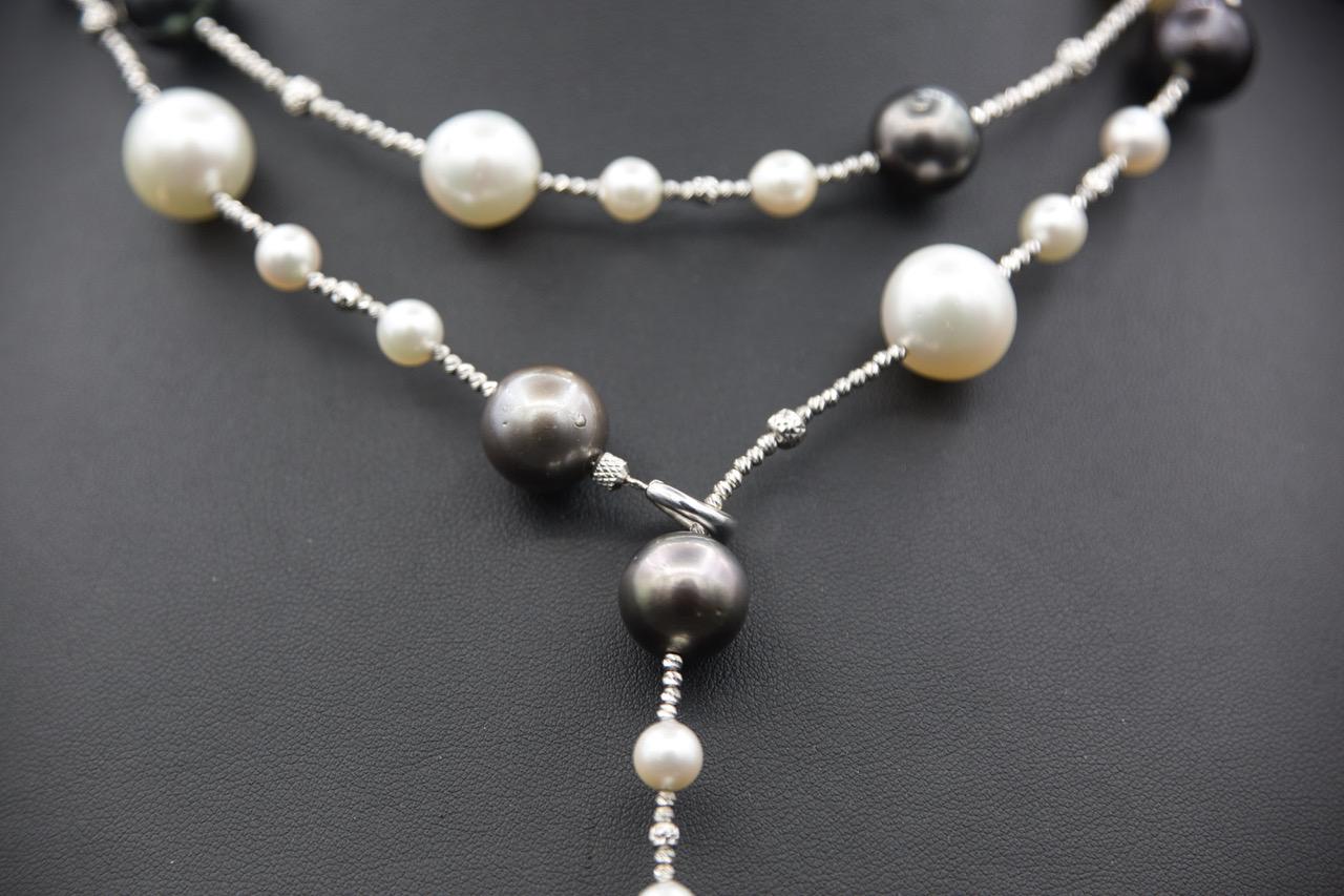 Perle dei mari del sud  Perle di Tahiti Perle Akoya Perle d'oro bianco 18 k. in vendita 2