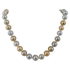 South Sea Pearls, Unique Natural Multi-Color, Round, 18 Karat Gold