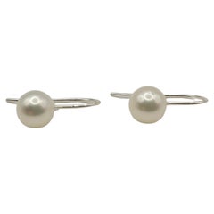 South Sea Pearls White Color Round Shape Dangle Earrings
