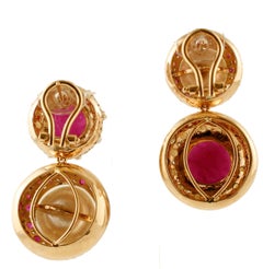 South Sea Pearls, Rubies, Diamonds, Rose Gold Retro Dangle Earrings